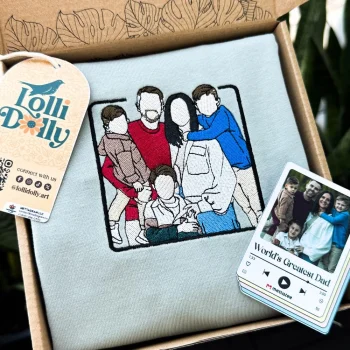 Embroidered Family Portrait Shirt – Personalized Family Photo Gift to Treasure Forever