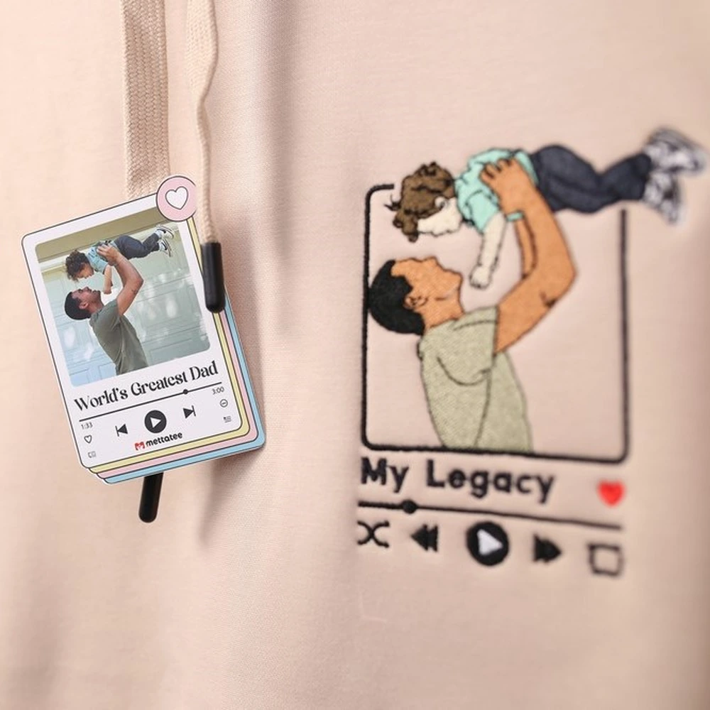 meaningful gifts for dad custom embroidered dad kid shirt from photo unique fath 5 Meaningful Gifts for Dad – Custom Embroidered Dad & Kid Shirt from Photo, Unique Father’s Day Crewneck - Image 5