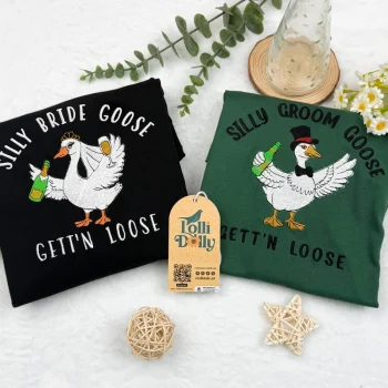 Silly Goose Bride Shirt & Sweatshirt – Funny Embroidered Matching Couple Gift