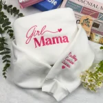girl mama embroidered t shirt with kids names custom sweatshirt personalized mot 1