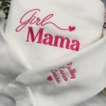 girl mama embroidered t shirt with kids names custom sweatshirt personalized mot 1