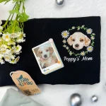 gift for dog lovers personalized dog photo embroidery sweatshirt with flowers cu 1