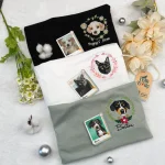 custom cat face embroidery sweatshirt personalized cat portrait shirt with flowe 1