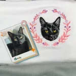 custom cat face embroidery sweatshirt personalized cat portrait shirt with flowe 1