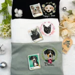 custom cat face embroidery sweatshirt personalized cat portrait shirt with flowe 1