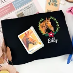 Left Chest Floral Horse Embroidered Portrait from Photo Shirt, Horse Lover Hoodie, Gift For Horse Girls