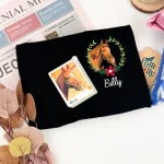 left chest floral horse embroidered portrait from photo shirt horse lover hoodie 1