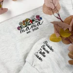 floral mama embroidered sweatshirt custom crewneck with kids names personalized 1