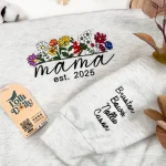 floral mama embroidered sweatshirt custom crewneck with kids names personalized 1