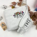 floral mama embroidered sweatshirt custom crewneck with kids names personalized 1