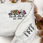 floral mama embroidered sweatshirt custom crewneck with kids names personalized 1