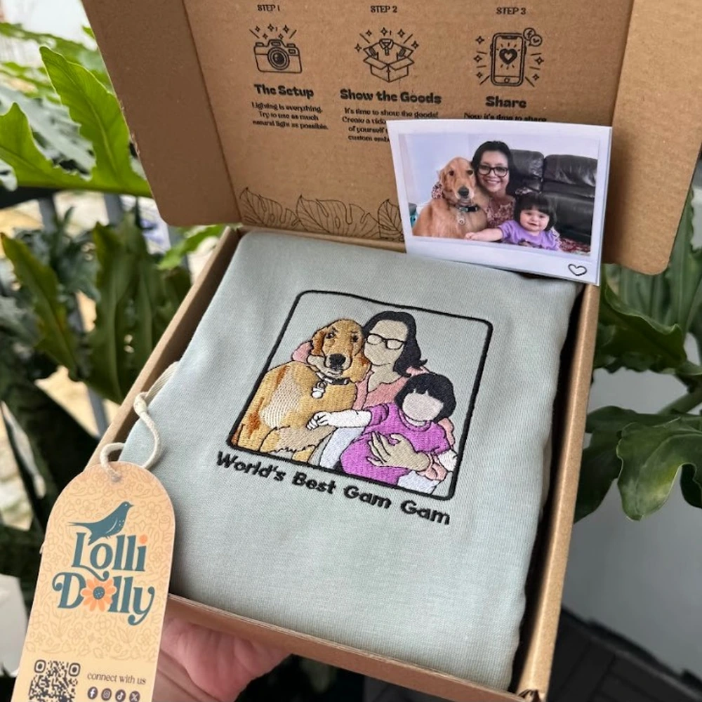 custom mom portrait embroidered shirt personalized photo sweater for grandma uni 4 Custom Mom Portrait Embroidered Shirt – Personalized Photo Sweater for Grandma, Unique Mother’s Day Gift, Keepsake Mom Portrait Top - Image 4