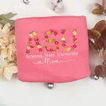 Graduation Gift – Beautiful Custom College Floral Embroidered Sweatshirt, Personalized Floral Letter T-Shirt, Sorority & High School Apparel