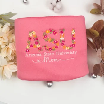 Graduation Gift – Beautiful Custom College Floral Embroidered Sweatshirt, Personalized Floral Letter T-Shirt, Sorority & High School Apparel