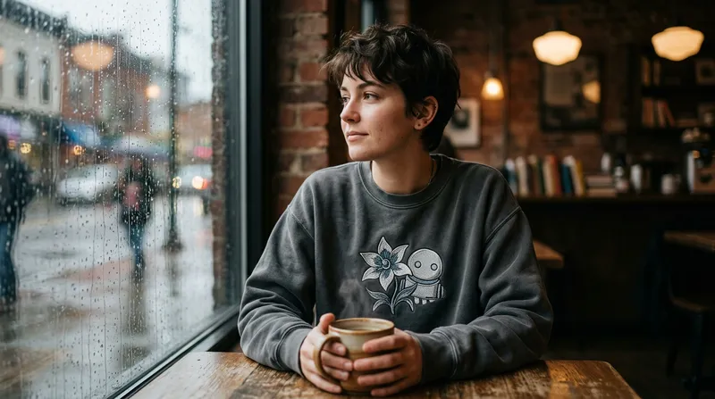 Detail view of the Lunar Tear flower embroidery with dense satin stitching