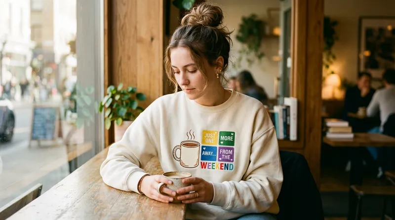 Detail shot of the thick satin stitching on the puzzle squares versus the fine running stitch of the coffee steam