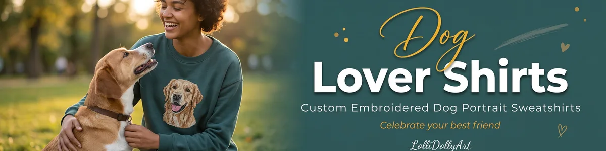Custom embroidered dog sweatshirts featuring personalized pet portraits from your photo