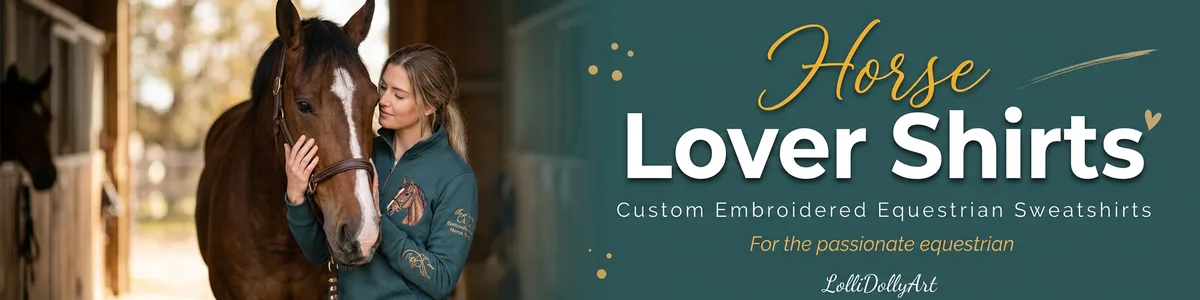 Shop premium custom embroidered horse sweatshirts and personalized equestrian apparel crafted from your photos.