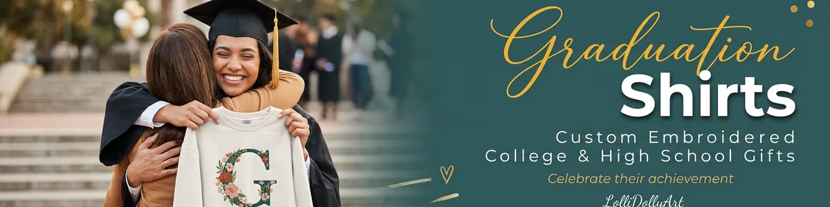 Shop custom embroidered graduation shirts and personalized college sweatshirts