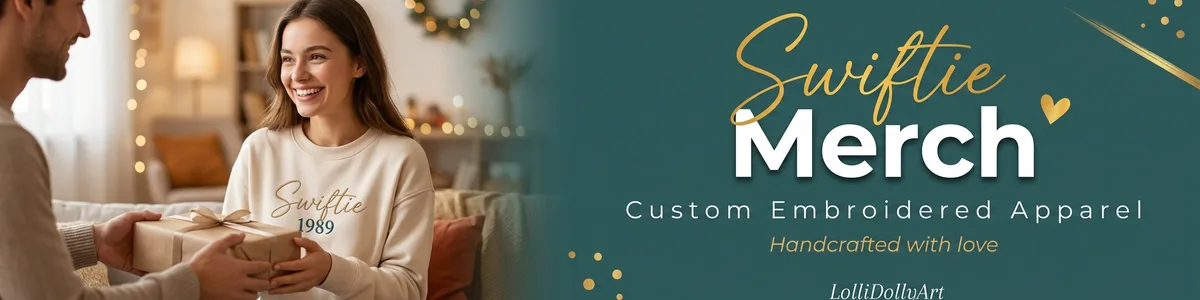 Shop custom embroidered Swiftie merch and personalized Taylor Swift inspired apparel