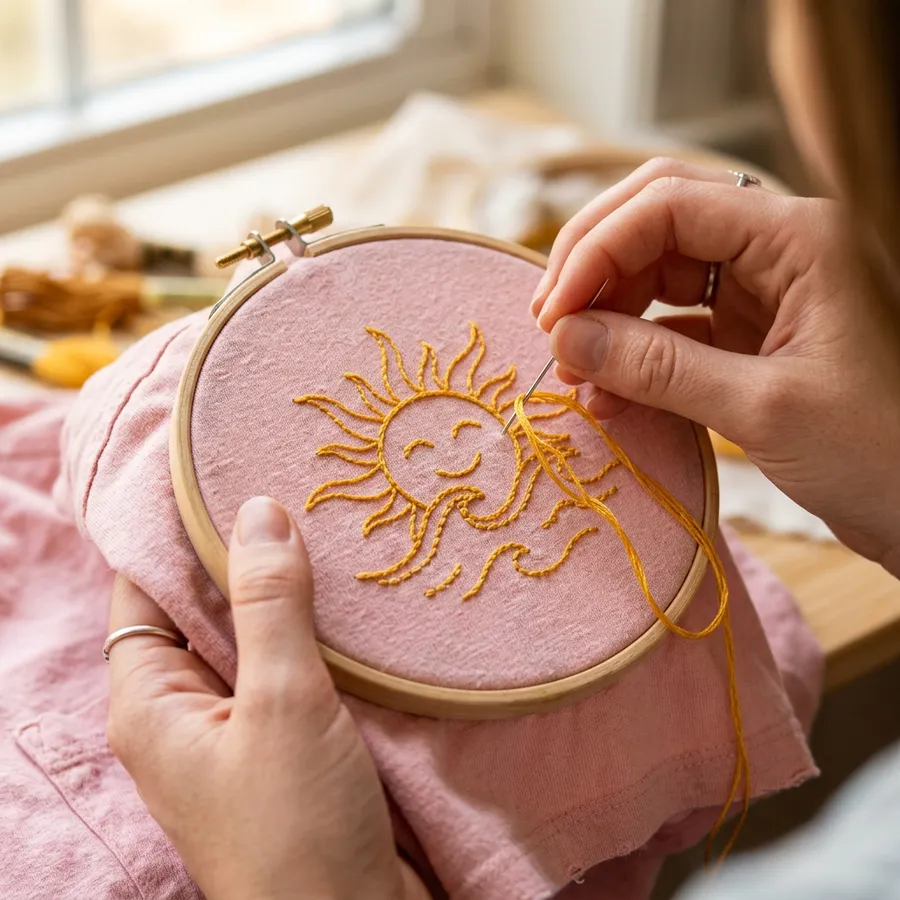 Step-by-step tutorial process of designing custom embroidered shirts