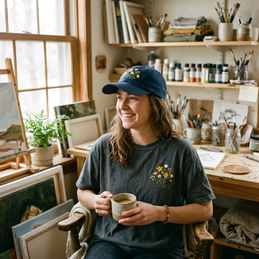 Spring Floral Embroidered Clothing & Apparel | LolliDollyArt A neatly folded stack of spring floral embroidered clothing in beautiful pastel colors