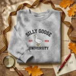 Lollidollyart Silly Goose University Embroidered Sweatshirt - Sport Grey Personalized Custom Gift MTG 260328 009 AI Mockup 20260327 192028.webp