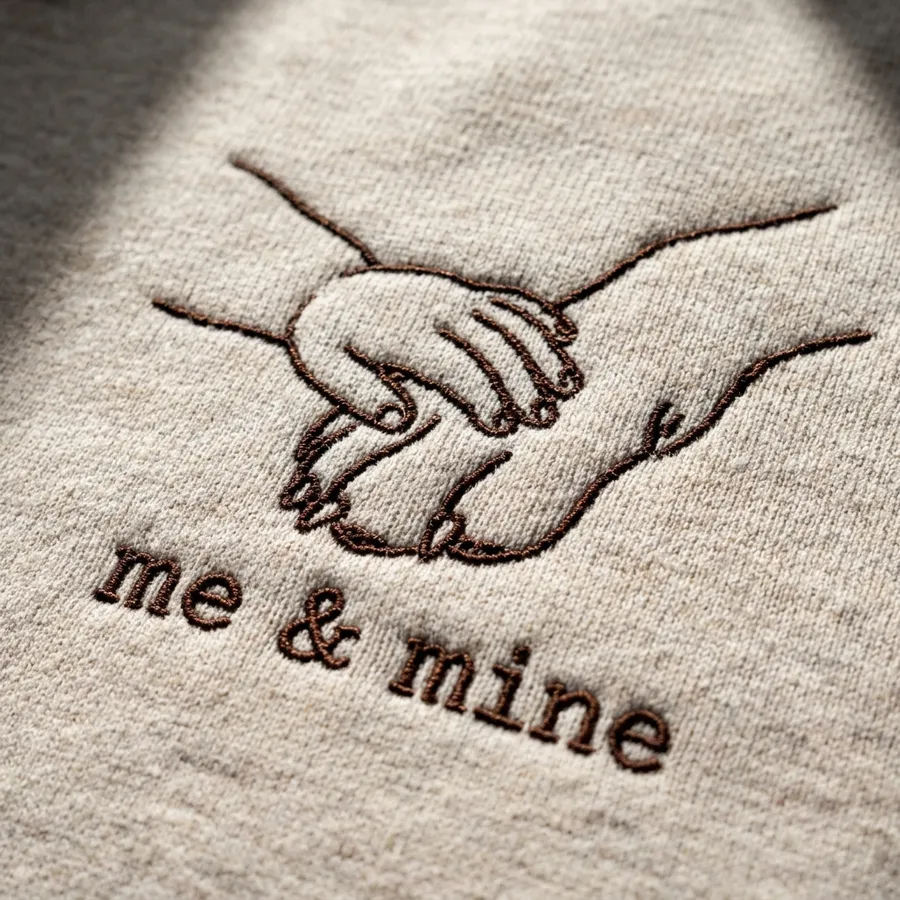 Back view detail of the custom embroidered sweatshirt showing the high-quality stitching and rich fabric texture