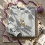 Lollidollyart Granny Era Goose Embroidered Sweatshirt - Grey Personalized Grandmacore Apparel MTG 260331 014 AI Mockup 20260331 064444.webp