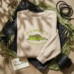 Funny Frog Embroidered Sweatshirt - It Is What It Is Meme Design, Sand MTG 260328 008 AI Mockup 20260327 191832.webp
