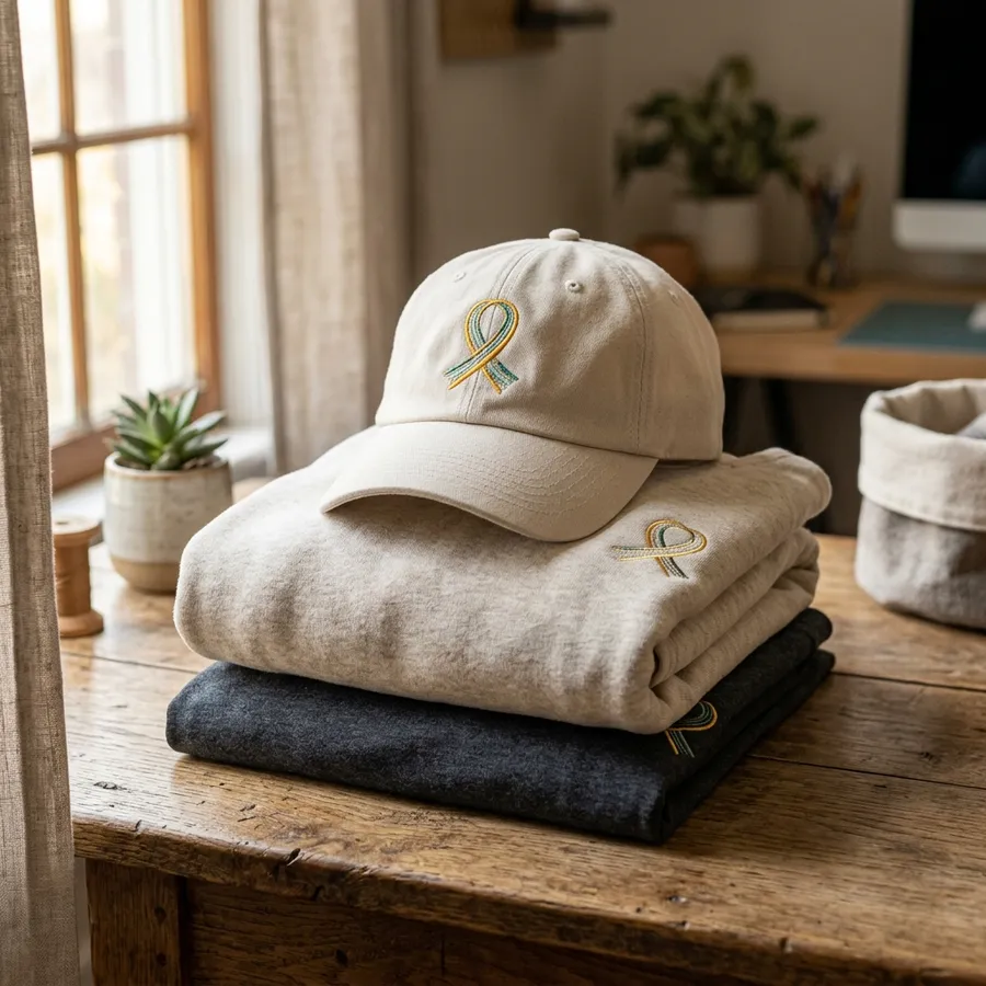 A person wearing custom embroidered clothing enjoying a sensory-friendly, comfortable lifestyle