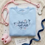 Lollidollyart L&D Nurse Embroidered Sweatshirt - Light Blue Personalized Gift embroidered-sweatshirt