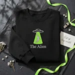 The Alien Basketball Embroidered Sweatshirt - San Antonio Hoops MVP Fan Merch embroidered-sweatshirt