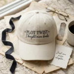 Lollidollyart Plot Twist Book Lover Embroidered Dad Hat - Cream Personalized Bookish Gift embroidered-sweatshirt