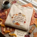 Lollidollyart Stars Hollow Autumn Festival Embroidered Sweatshirt - Sand Personalized Fall Gift embroidered-sweatshirt