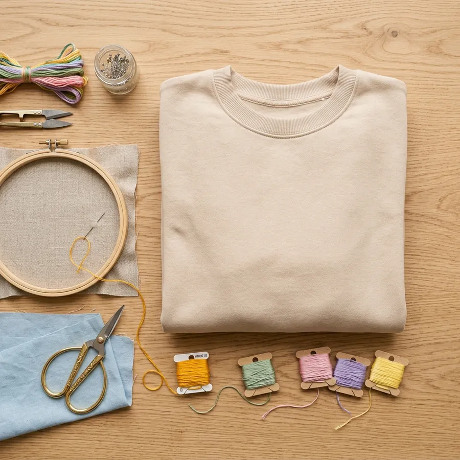 Unboxing a custom embroidered gift featuring a beautiful spring-themed design