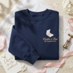 Retro Matchbook Hamptons Embroidered Sweatshirt - Wrinkles and Rose Old Money Aesthetic Navy embroidered-sweatshirt