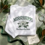 Mississippi Embroidered Sweatshirt - Magnolia State Southern Pride Botanical Design embroidered-sweatshirt