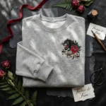 Protect the Dolls Embroidered Sweatshirt - Traditional Tattoo Panther, Ash Grey embroidered-sweatshirt