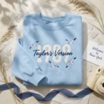 1989 Era Embroidered Sweatshirt - Seagull Album Aesthetic, Music Fan Gift, Light Blue embroidered-sweatshirt