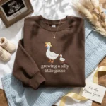 Pregnancy Announcement Embroidered Sweatshirt - Growing A Silly Little Goose Mom Gift embroidered-sweatshirt