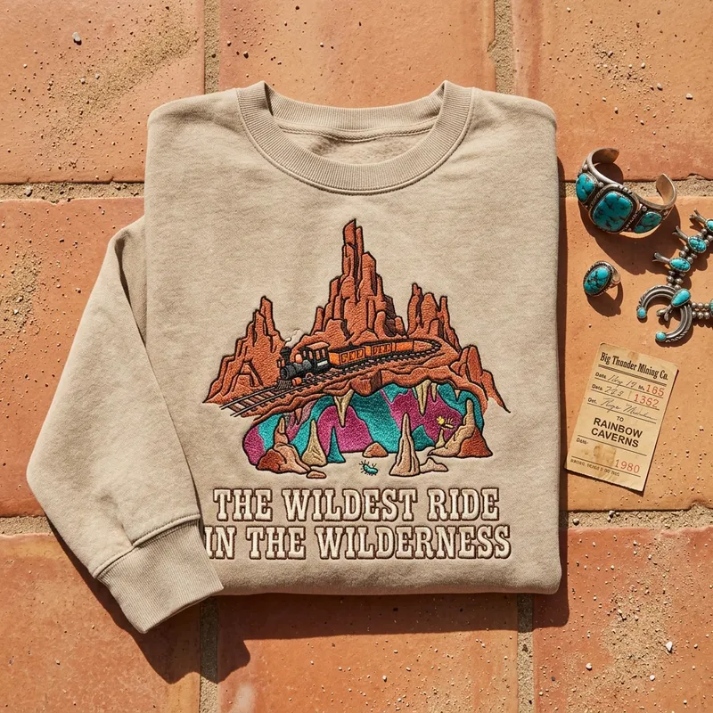 A mother and toddler wearing matching personalized Wildest Ride embroidered sweatshirts