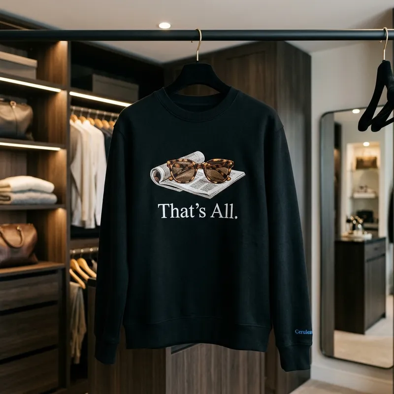 Devil Wears Prada 2 Trend & The "That's All" Embroidered Sweatshirt A stylish young woman wearing the That's All embroidered sweatshirt walking down a city street holding a coffee