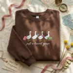 Travel Goose Embroidered Sweatshirt - Funny Airport Outfit & Silly Goose Gift embroidered-sweatshirt