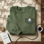 First Father's Day Gift Embroidered Sweatshirt - Custom Faceless Portrait Est 2024, Military Green embroidered-sweatshirt