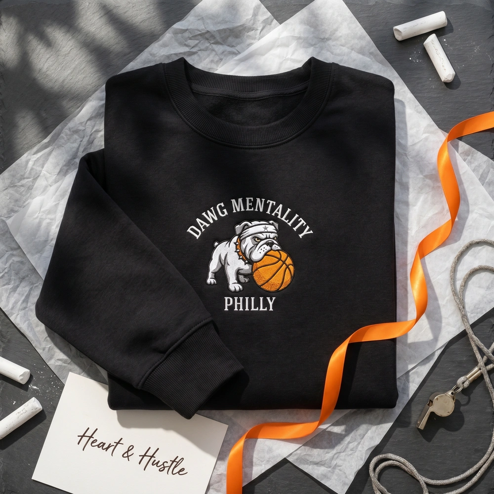 Walking with a Dog Quotes That Capture the Quiet Magic of an Everyday Walk Dawg Mentality Embroidered Sweatshirt - Gritty Hoops Bulldog Mascot Black Style