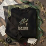 Hungry Wolf Embroidered Sweatshirt - Black Mountain Comeback Quote Hoodie & T-Shirt embroidered-sweatshirt