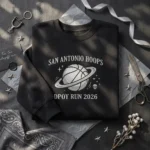 San Antonio Hoops Embroidered Sweatshirt - Silver Black Texas Basketball Fan embroidered-sweatshirt