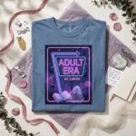 Adult Era Tee Embroidered Sweatshirt - Neon Motel No Curfew Design, Denim Hoodie embroidered-sweatshirt