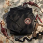 Horror Fan Embroidered Sweatshirt - Infected Runner Quarantine Patch Design, Black embroidered-sweatshirt